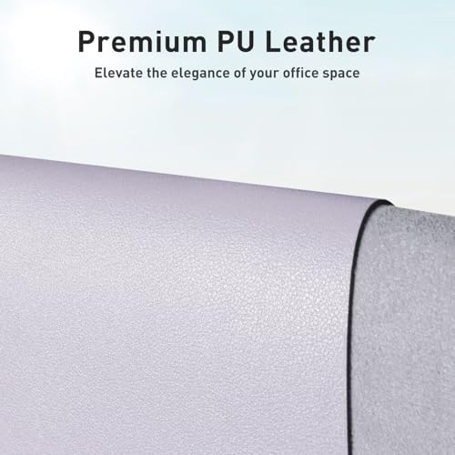 Aothia Faux Leather Desk Mat - Non-Slip PU Leather Desk Blotter, Waterproof Writing Surface, Large Desk Pad for Office & Home (Soft Lavender, 55" x 24") - Image 2