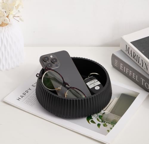 Concrete Key Bowl for Entryway Table, 7" Key Holder Bowl for Keys, Black - Image 5