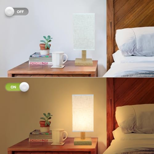 SEENSINY Small Bedside Table Lamps Set of 2, Minimalist Nightstand Lamp Set of 2 with Square Fabric Linen Shade, Mini Reading Night Stand Desk Lamp Set for Bedroom, Living Room, Office 4.3in - Image 5