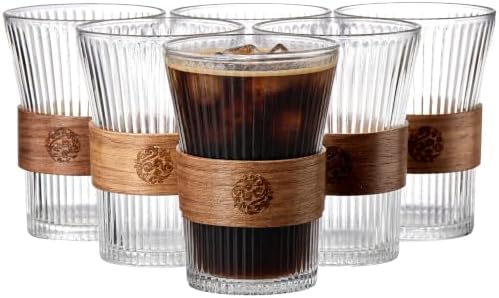 6 Pcs Espresso Coffee Tea Cups with Heat Insulation Wooden Ring 9 Oz by Unknown