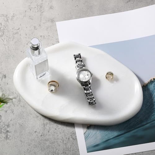 Koville Luxurious White Marble Vanity Tray, Cloud Shape Serving Stone Key Tray for Home Decor, 10" x 7" Marble Storage Trays for Bathroom, Stone Plate Holder for Perfume, Candle and Jewelry - Image 5