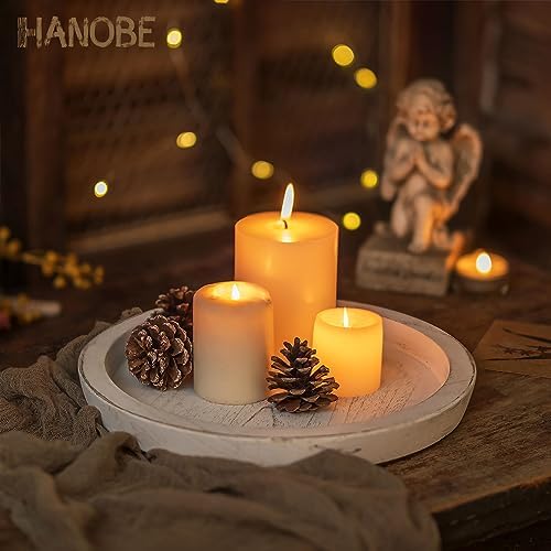 Hanobe Wooden Coffee Table Serving Tray, Farmhouse Candle Holder - Image 2