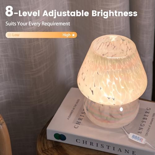 ULAROOM USB Plug-in Mushroom Lamp Small Bedside Table Lamp with 3 Temperature LED Bulb, Free Dimming Nights Light for Bedroom/Living Room/Entryway/Corner Decor or New Home Gift(Rainbow White) - Image 2