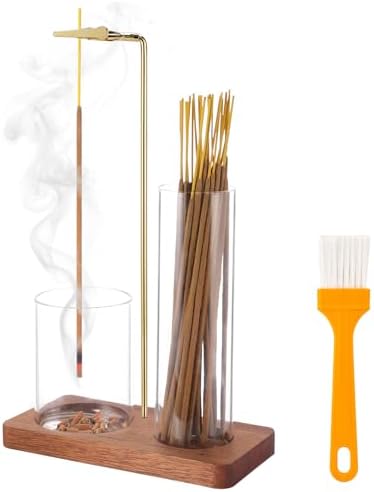 2 in 1 Incense Holder for Sticks with Glass Ash Catcher, Upside Down Anti-Ash Incense Stick Burner, Modern Vertical Incense Holder for Yoga, Spa, Meditation and Home Decor （Sqare） by Unknown
