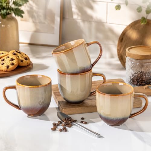 theterra Ceramic Coffee Mugs Set of 6, 12 oz Coffee Cups with Handle - Image 4
