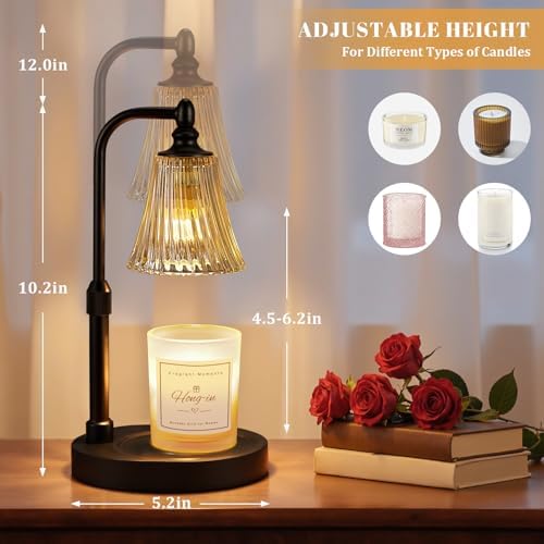 Hong-in Black Candle Warmer Lamp with Timer Dimmable,Birthday Gifts for Women,Adjustable Height Wax Melt Warmer for Jar Candles,House Warming Gifts New Home,Ideal for Office,Bedroom Home Decor - Image 5