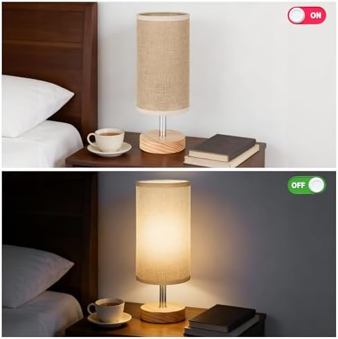 Bedside Table Lamps, Table Lamp for Bedroom, Lamps for Night Stands with Linen Lampshades, Small Table Lamp for Living Room, Office (Bulb Excluded) (Brown) - Image 3