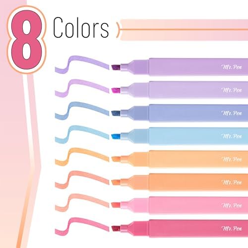 Mr. Pen- Aesthetic Highlighters No Bleed, 8 Pack, Assorted Colors | Chisel Tip, Cute Highlighters Assorted Colors for Journaling, Highlighting, Underlining, Fast Dry, Back to School Supplies - Image 2