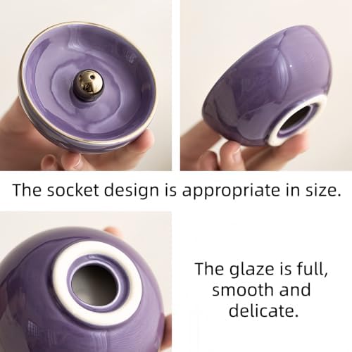 3.3 Inch Purple Ceramic Incense Burner, Meditation Decor - Image 5