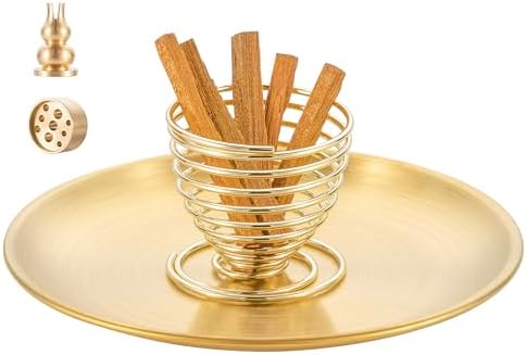 4 in 1 Brass Gourd Incense Burner Sticks Cones Coils Ash Catcher Home Decor by OSOPOLA