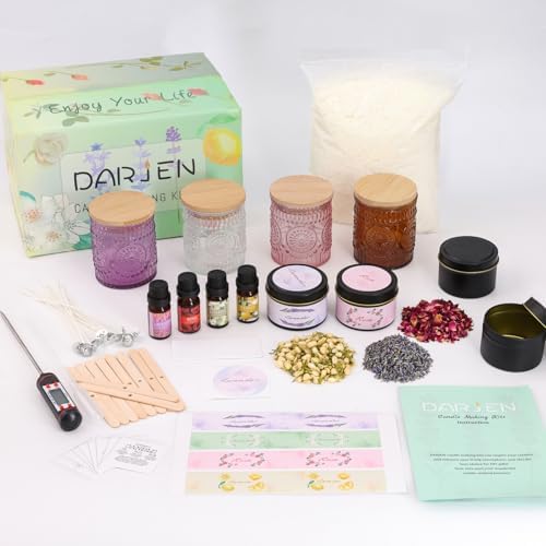 DARJEN Candle Making Kit for Adults, 8 Jars & Tins Soy Wax Scented DIY Set by DARJEN