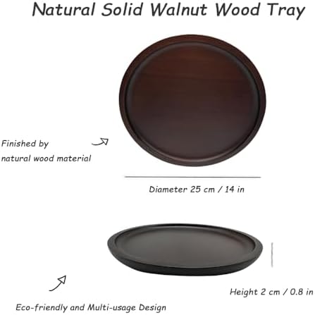 Wood Vanity Tray, Bathroom Counter Solid Walnut Organizer, Toilet Tank Top Wooden Serving Plate for Dinner Tea Coffee (Natural Walnut Color, 9.8 x 9.8 inch) - Image 2