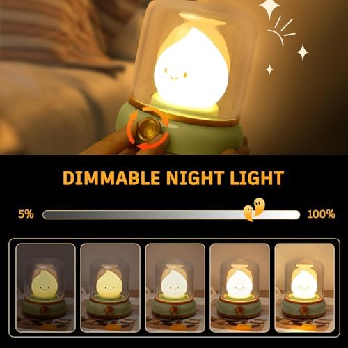 Ghost Campfire Night Light, Small Cute Desk Lamp, Dimmable Cordless Bedside Table Lamp, 2 Modes Rechargebale Battery Oprated Warm Night Light for Bedroom/Kids/Baby Nursery, Vintage Ambient Lighting - Image 2