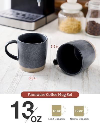 famiware Coffee Mugs Set of 6, Milkyway 13 oz Ceramic Cup Set with Handle - Image 3
