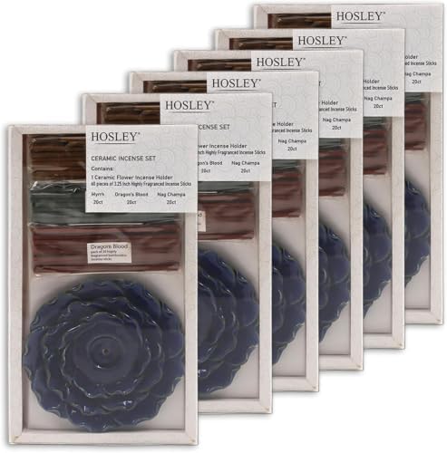 Hosley 6-Pack Ceramic Incense Holder Set w/ 60 Sticks by HOSLEY