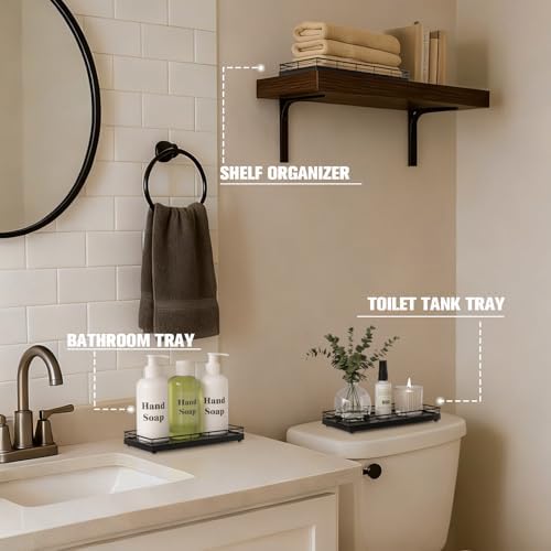 Bathroom Vanity Tray for Countertop, 12" x 6" Oak Wood Toilet Tank Tray - Image 4
