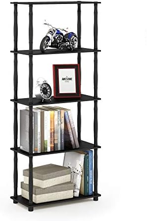 Furinno Turn-N-Tube 5-Tier Multipurpose Shelf / Display Rack / Storage Shelf / Bookshelf, Classic Tubes, Americano/Black by Furinno-FitsYourSpaceFitsYourBudget