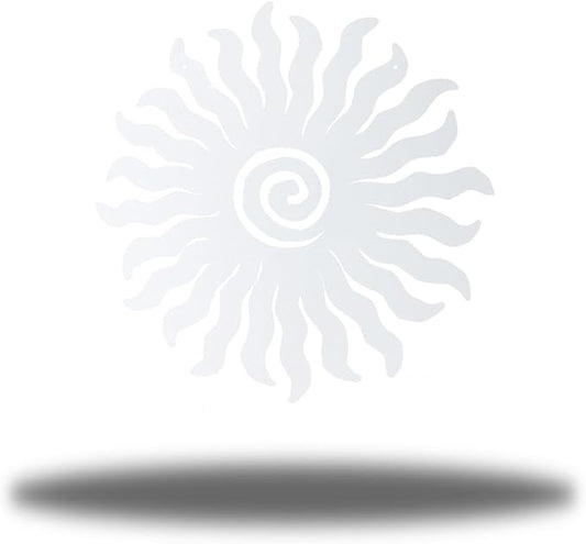 Riverside Designs Sunburst Metal Wall Art Steel Outdoor Decor - Heavy-Duty and Waterproof - Made in USA (18", White)