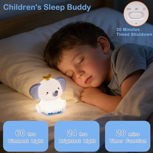 Elephant Lamp, Elephant Cute Night Light Gifts, Rechargeable Bedside Nightlight, Dimmable Squishy Silicone Animal Touch Lamp, Baby Room Decor, Small Night Light for Kids Teens Boys Girls Lovers - Image 2