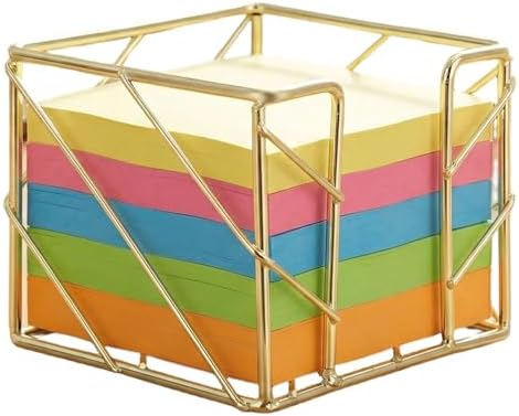 Sticky Note Holder 3.8x3.8 Inches, Gold Desk Accessories by Unknown
