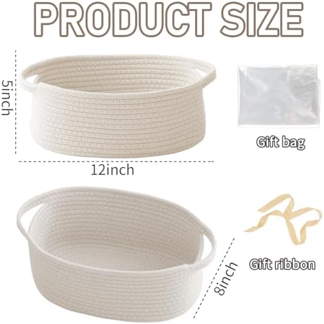JMvicyroam Small Woven Basket, Empty Gift Basket, White/1 Pack - Image 2