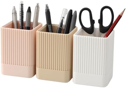3 Pack Aesthetic Pen Holders for Desk,Sturdy Plastic Pencil Holder by Unknown