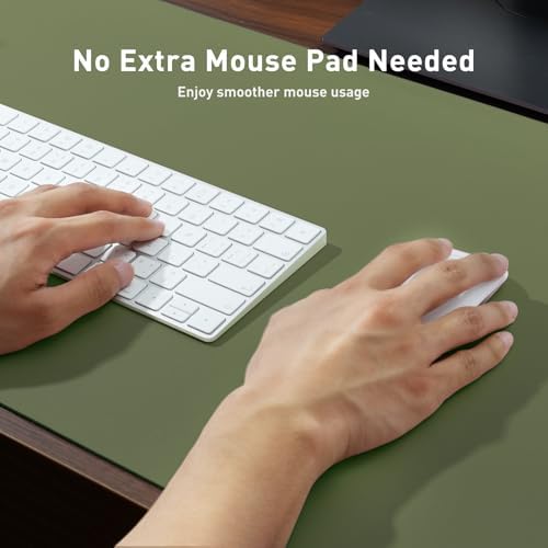 Aothia Desk Protector Mat, Mouse Pad, Non-Slip Waterproof PU Leather Desk Blotter, Laptop, Writing for Office and Home (23.6" x 13.7", Olive Green) - Image 4