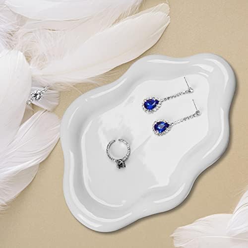 Ceramic Jewelry Tray Dish for Ring Key Trinket, Cute Cloud Shape Decorative Jewelry Plate Holder Room Decor Aesthetic Gift (White) - Image 4