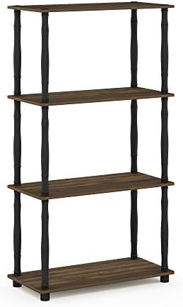 Furinno Turn-N-Tube 4-Tier Multipurpose Shelf Display Rack, Classic Tubes, Columbia Walnut/Black - Image 6