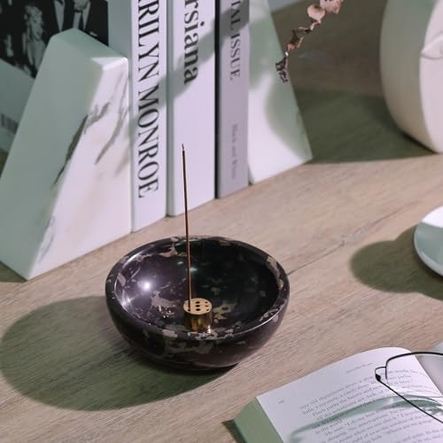Koville Italian Natural Marble Incense Holder, 5inch Incense Holders for Sticks, Sturdy Incense Burner Ash Catcher, Ideal for Meditation, Relaxing, Easy to Clean(Nero Portoro) - Image 6