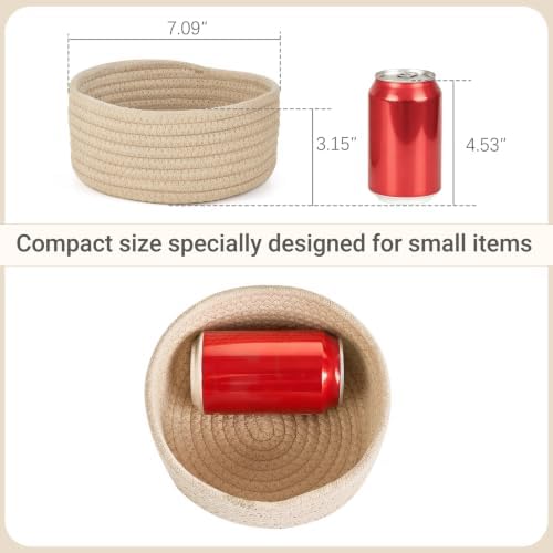 Dahey Set of 4 Mini Woven Baskets, Small Gift Baskets for Organizing, Beige - Image 2
