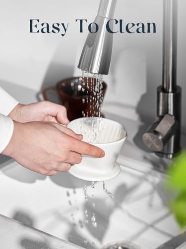 DOWAN Pour Over Coffee Maker, Non-Electric Pour Over Coffee Dripper, Manual Brew Maker, Single Cups Porcelain Slow Brewing Accessories for Gifts,White - Image 6