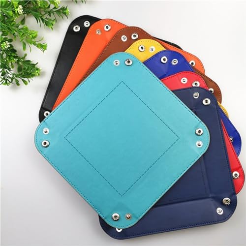 Valet Tray Desktop Storage Organizer – Vegan Leather Catchall Tray Bedside Vanity Tray Nightstand Caddy Holder for Remote Controller, Watch, Keys, Phone, Wallet, Coin, Jewelry, Sky Blue - Image 7
