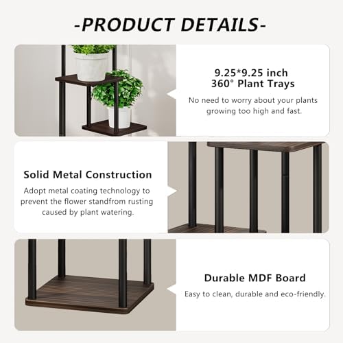 AZERPIAN 4 Tier Tall Plant Stand Indoor Corner Tiered Shelf Metal MDF Board - Image 5