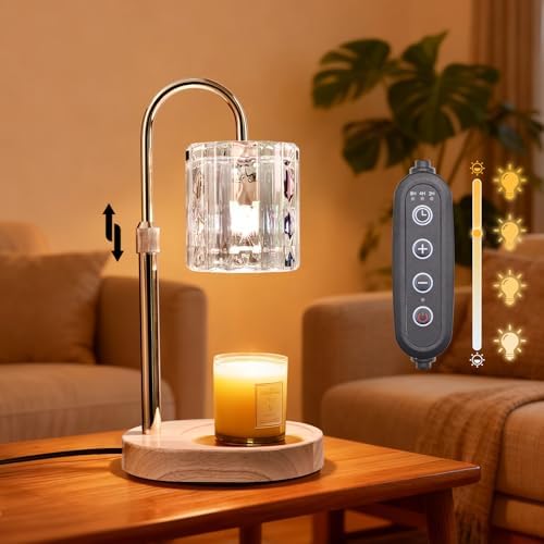 Candle Warmer Lamp with Timer and Dimmer 4-Level Dimmable Flower Light Heat Lamp for Jar Candles Adjustable Height Modern Cute Home Decor for Living Room Bedroom (Gradient-Square) by Unknown
