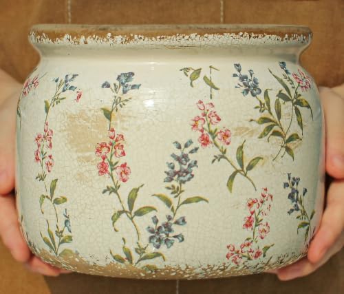 French Country Ceramic Plant Pot with Decorative Saucer, Plant Lover Gifts - Image 4