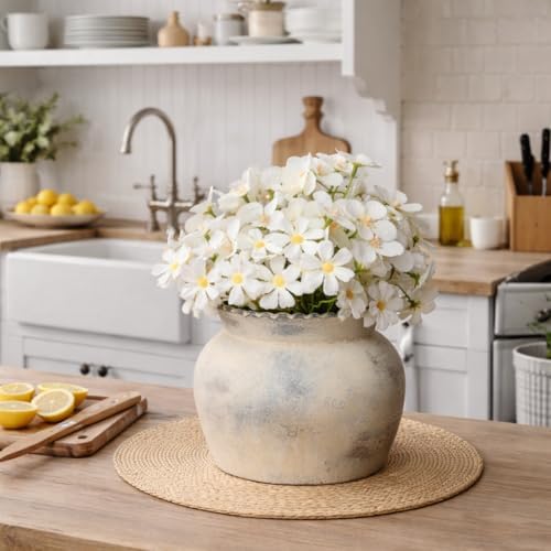 SIDUCAL Ceramic Flower Vase with Wide Mouth Lace, 5.1 Inch Pottery Rustic Farmhouse Boho Vases, Small Terracotta Vase for Home Decor, Table, Living Room, Bathroom, Shelf, Wedding, Terra - Image 7