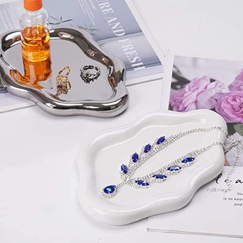 Ceramic Jewelry Tray Dish for Ring Key Trinket, Cute Cloud Shape Decorative Jewelry Plate Holder Room Decor Aesthetic Gift (White) - Image 6