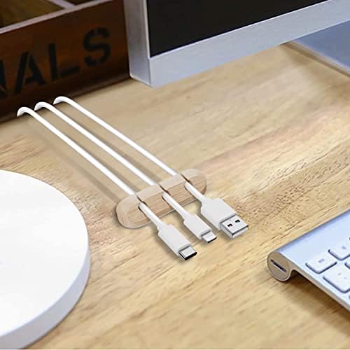 SOULWIT Cable Holder Clips, 3-Pack Cable Management Cord Organizer Clips Silicone Self Adhesive for Desktop USB Charging Cable Nightstand Power Cord Mouse Cable Wire PC Office Home - Wood Grain - Image 6