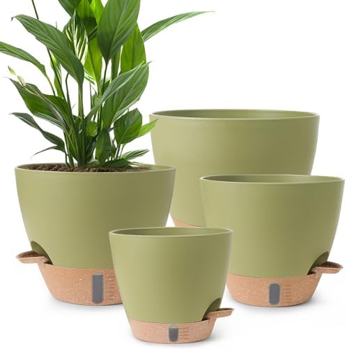 Self Watering Pots for Indoor Plants 12/10/9/8 Inch Plastic with Reservoir by Unknown