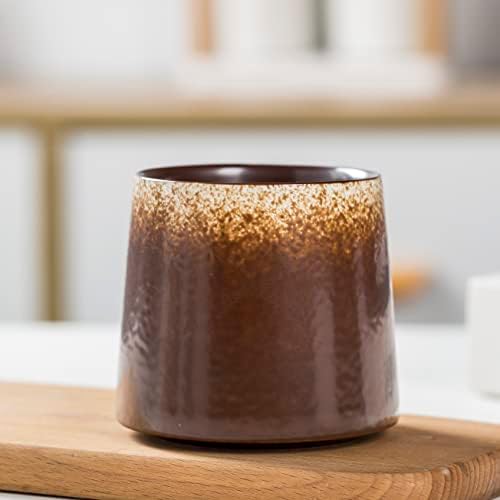 handmade Ceramic whiskey gllass Mugs,10oz Porcelain Mug for Men/Women,Tea Cup for Office and Home, Microwave and Dishwasher safe, Gift for Parents, Family and Friends(Brown) by Meicilin
