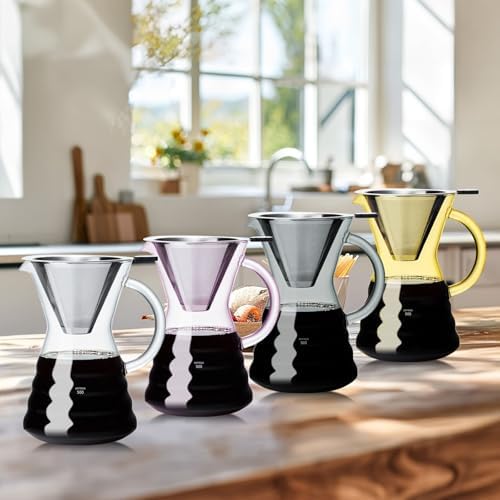 Unbreakable - Pour Over Coffee Maker with Permanent Stainless Filter 27 fl oz, Thickened Heat-Resistant Borosilicate Glass Dripper Coffee Brewer, Stovetop Safe, Ink - Image 7
