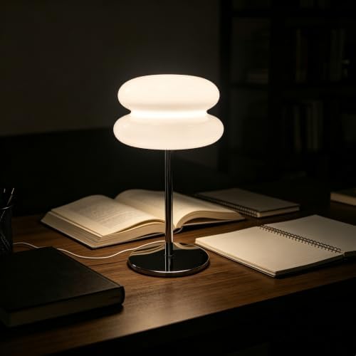 taotanra-Mushroom Bedside Table Lamp, Mid-Century Modern Bedroom Table Lamp, Retro Dimmable Bedside Lamp, Cute and Cool Home Decor (White) by Unknown