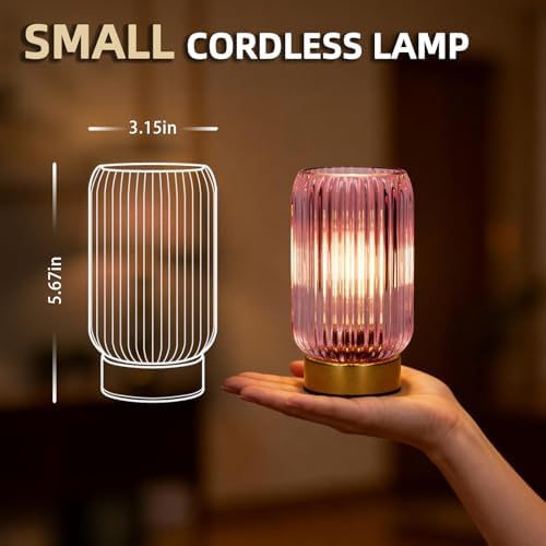 MJ PREMIER Battery Operated Lamp, Small Cordless Lamp with Timer, Purple - Image 2