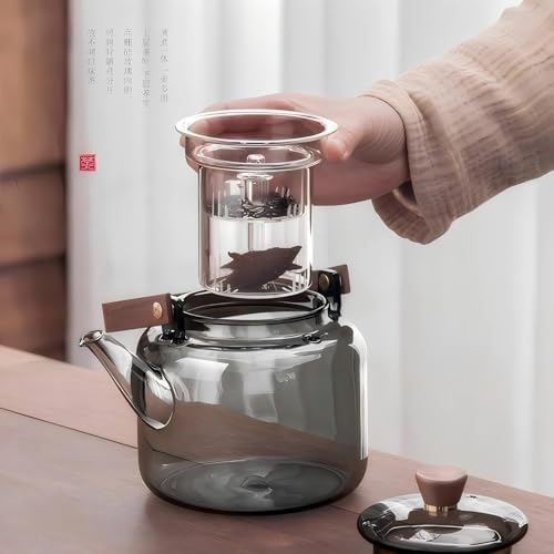 Tea Pot with Infuser for Loose Leaf Tea, Glass Teapot Stovetop, Heat Resistant Borosilicate Tea Kettle, Clear, 34oz/1000ml Capacity, Tea Strainer - Image 5