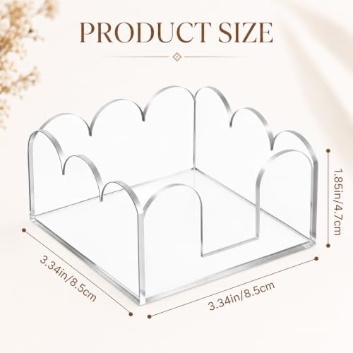 Scalloped Acrylic Sticky Note Holder 3"x3" Clear Cute Holder - Image 2