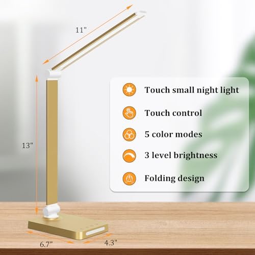 LED Desk Lamp with USB Ports,Touch Desk Lamps for Home Office with 5 Modes - Image 3