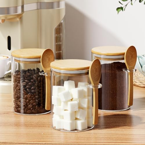 15 oz Glass Sugar Container, 1 Pack Coffee Container, Glass Jars with Lids - Image 3