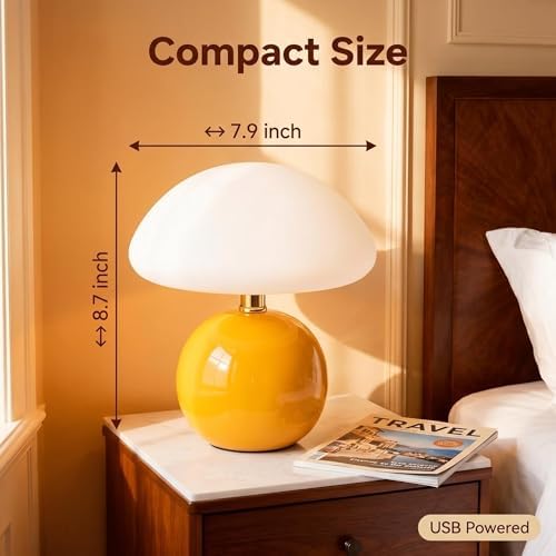 LONRISWAY Mushroom Lamp Table Lamp for Bedroom,Desk Bedside Small Lamps for Living Room Night Stands,Mushroom Decor Cute Mini Modern Mid Century Lamps,Unique Aesthetic Home Living Room Decor - Image 4