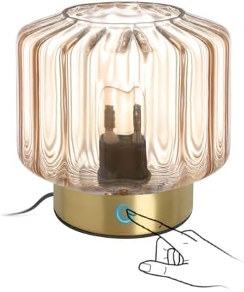Mid Century Modern Table lamp Small Table Lamps with Touch Switch Amber Glass Table lamp Gold Desk lamp nightstand lamp Bedside Table Lamps for Bedroom Living Room Office by Auwieou
